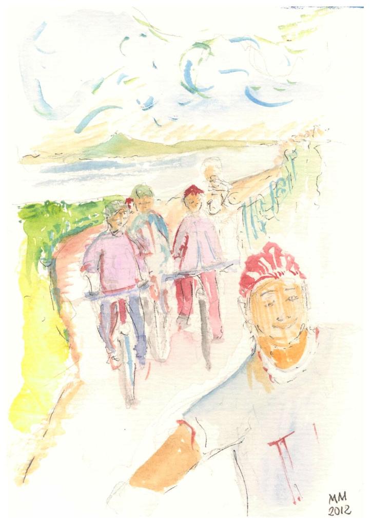 Radfahrer um den See
